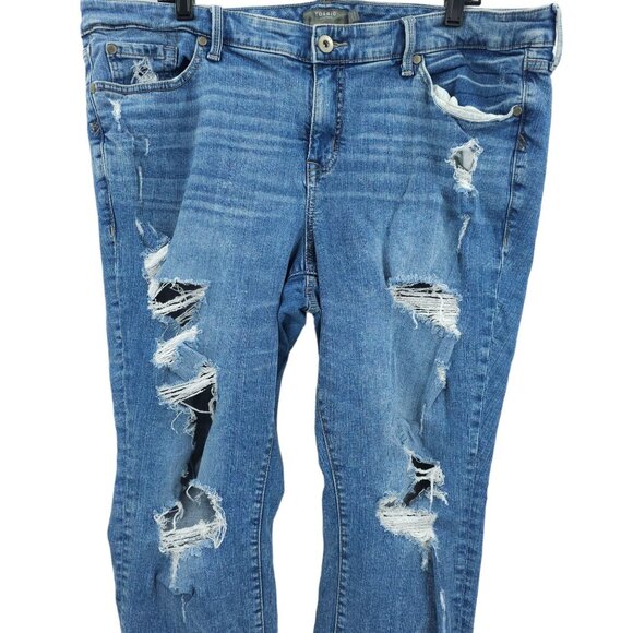 Torrid Jeans Boyfriend Straight Distressed Destroyed Plus Sz 20 Stretch HighRise - Picture 12 of 13